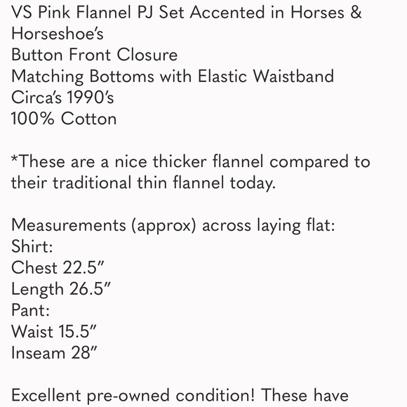 🤠 Victoria’s Secret Pink Horseshoe Cowgirl 💯% Cotton Flannel Pajama Set - Picture 16 of 16